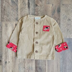 Vintage Tadpole Tan Corduroy Dog Print Button-Up Jacket – Kids Size 18M – Cotton